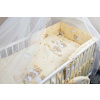 3 dielna sada do postieľky žltá ( mantinel 180cm, obliečky 120x90) - Macko na rebríku (vhodné do postieľky rozmerov 120x60 cm)