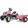FALK Traktor Country Star Růžový na Pedály + Přívěs a Klakson 2-5 Let.