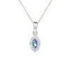 Prívesok z bieleho zlata s kamienkom v farbe zafíru