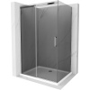 Mexen Omega, sprchový kút s posuvnými dverami 110 (dvere) x 70 (stena) cm, 8mm šedé sklo, chrómový profil + slim sprchová vanička biela + chrómový sifón, 825-110-070-01-40-4010
