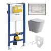 Mereo WC set - Smart flush rimless WC hranaté, modul pre sadrokartón, chróm hranaté tlačidlo lesklé MM02NSETRT322