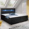 Goleto Posteľ Box Spring Montana s LED osvetlením 140 x 200 cm | čierna