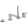 GROHE Eurocube 4-otvorová páková batéria na okraj vane, s rozetami, vyloženie výtoku 220 mm, Supersteel, 19897DC1
