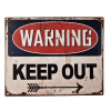 Clayre & Eef Čiernobiela antik nástenná kovová ceduľa Warning, Keep Out - 25*1*20 cm - Clayre & Eef