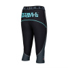 PitBull West Coast - dámske fitness 3/4 legíny COMPRESSION čierno/tyrkysové S