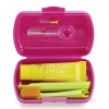 Curaprox Travel Set zubná kefka + CPS medzizubné kefky 2 ks + zubná pasta 10 ml darčeková sada, magenta