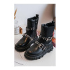 Čierne dievčenské čižmy na zips, 7314-2A/3A BLACK__28499-27