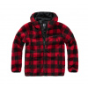 Brandit flísová bunda s kapucňou Teddyfleece Worker, červená/čierna - 4XL