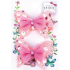 Lukky Fashion Set do vlasů, gumička s klipem - Motýl s mašlí - světle růžová