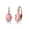 Dámske náušnice DF 3379 z ružového zlata, ružového kremeňa a diamantov