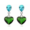 Náušnice strieborné tyrkysové slza zelené srdce Swarovski (Náušnice strieborné tyrkysové slza zelené srdce Swarovski)