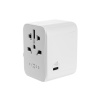 Adaptér FIXED Cestovní pro EU, UK a USA/AUS, s 1xUSB-C a 2xUSB výstupem, GaN, PD 30W, bílý