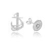 MINET JMAS8052SE00 - MINET Letní stříbrné náušnice KORMIDLO a KOTVA s bílými zirkony