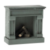 Horiaci krb pre myšky Maileg Fireplace Blue