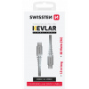 SWISSTEN DATOVÝ KABEL KEVLAR USB-C / USB-C 1,5 M BÍLÝ