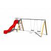 Playground System Reťazová dvojhojdačka so šmykľavkou drevená - B (v.p. 1,5 m)