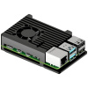 Joy-it Armor Case BLOCK ACTIVE SBC skriňa Vhodné pre: Raspberry Pi® vrátane aktívneho chladiča čierna; RB-AlucaseP5-07FAN