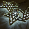 DECOLED Svetelná reťaz LED na batérie, kovové hviezdy vo vintage štýle, ľadovo biela, 10 LED diód, 2,8 m