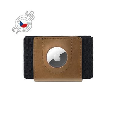 Kožená peňaženka FIXED Tiny Wallet for AirTag z pravej hovädzej kože, hnedá