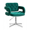 LuxuryForm DESIGN Kozmetické kreslo ADRIA VELUR na striebornom kríži - zelené