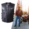 Kožená moto vesta W-TEC Trabacho (Veľkosť: 4XL, Farba: čierna)
