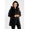 Čierna latexová dámska bunda s kapucňou, A545 L