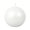 Vianočná sviečka guľa METALIK Ø 8 cm metalická lesklá perleťovobiela