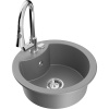 Mexen Diego, 1-komorový granitový drez 488x488x167 mm a drezová batéria Elia, šedá, 6512-71-670101-00