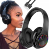 Bezdrôtové slúchadlá EMAVO na uši čierne s mikrofónom Bluetooth 30 h