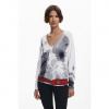 Dámský svetr DESIGUAL 25WWJF15 1000 JERS GOTEMBURGO 1000 WHITE velikost M