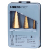 Sada stupňovitých vrtákov Strend Pro SS421, 4-12, 4-20, 4-32 mm, TiN, HSS 4241 rovný, do kovu