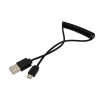 Kabel USB 2.0 kabel, USB A(M) - microUSB B(M), kroucený, 1m, černý