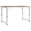 vidaXL Skladací kempingový stôl 120x60 cm hliníkový - Hnedá - 7308-149094