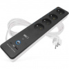 P1412SM GoSmart predlžovací kábel 2 m / 4 zásuvky / s vyp. / s USB / bielo-čierny / PVC / 1,5 mm2