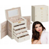 ŠKATUĽKA KUFRÍK NA ŠPERKY SO ZRKADLOM ORGANIZÉR 5 ÚROVNÍ BIELA-KRÉM