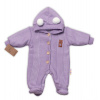 Baby Nellys Pletená kombinéza overal LUX STAR s kožúškom dvojvrstvová fialová