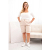 Legínovo Dámske bavlnené kraťasy Plus Size s opaskom hnedé Farba: Svetlobéžová, Veľkosť: 3XL
