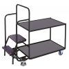 Variofit Policový vozík so schodíkmi, 2 police (98 x 59 cm), Variofit, do 250 kg, modrá/antracit Farba: antracit RAL7016