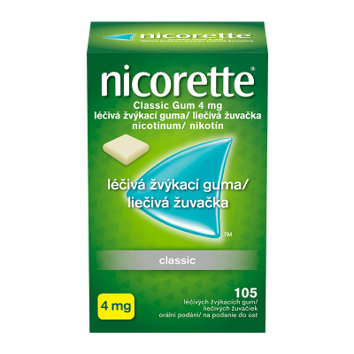 Nicorette® Classic Gum 4 mg liečivá žuvačka gum med (blis. PVC/PVDC/Al) 1x105 ks