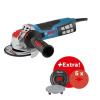 BOSCH GWX 19-125 S - 0 615 990 M34 - Uhlová brúska + odolný flexibilný kábel + 5× fíbrový kotúč X-LOCK + p