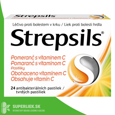 Strepsils Pomaranč s vitamínom C pas ord 1x24 ks, 5000158102705