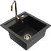 Mexen Vito, 1-komorový granitový drez a kuchynská batéria Telma, čierna-zlatý metalik, 6503-75-670200-50