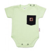 Baby Nellys Bavlnené rebrované body s kapsičkou, kr. rukáv, Summer Boy - zelené 68 (3-6m)