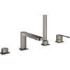 GROHE Plus 4-otvorová páková batéria na okraj vane, s rozetami, vyloženie výtoku 211 mm, kartáčovaný tmavý grafit, 29307AL3
