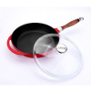 Panvica LAVA METAL Liatinová panvica s drevenou rukoväťou a sklenenou pokrievkou 24 cm - červená (LVYTV24K3NHR)