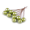 Guličky / bobule na drôtiku na tvorenie Ø1,5 cm - zelená sv. (10 ks)