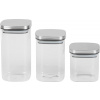 Nádoba MagicHome, sada 3 ks, 800/1100/1500 ml, sklenená, s nerezovým uzáverom