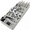 Organizér do úzkej zásuvky na príbory, príborník so 7 priehradkami, plastový, sivý - 40 x 16 cm