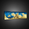 Obraz na plátne panoráma - OB2202 - Abstraktné modro zlaté kvety 145cm x 45cm - O3
