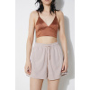 Šortky adidas Originals 3 Stripe Short French Terry dámske, béžová farba, s nášivkou, vysoký pás, IP0694